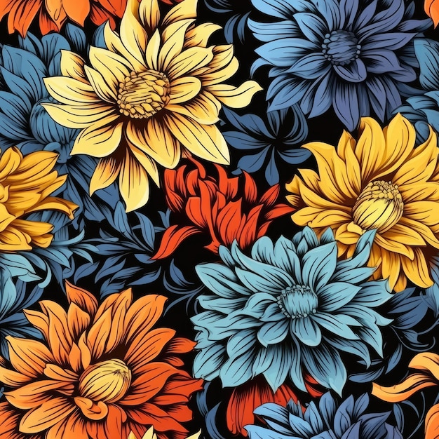 carta da parati colorata a fiori senza cuciture
