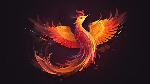 Carta da parati con bellissimo uccello Phoenix AI generativa