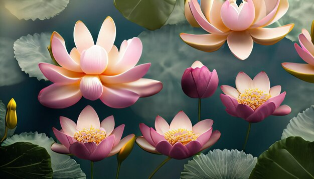 carta da parati di fiori a illustrazione 3D Carta da parati Lotus