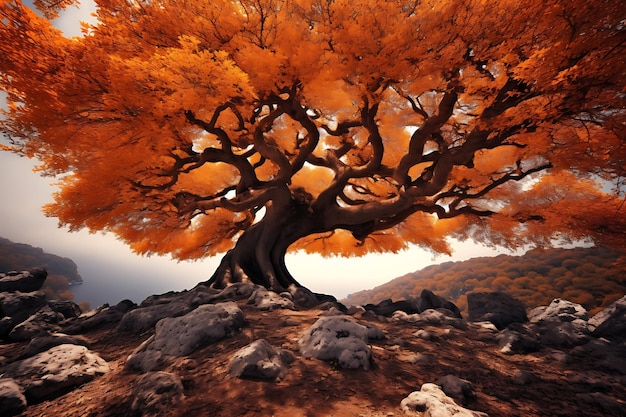 Carta da parati di sfondo con una foto di un paesaggio naturale di alberi