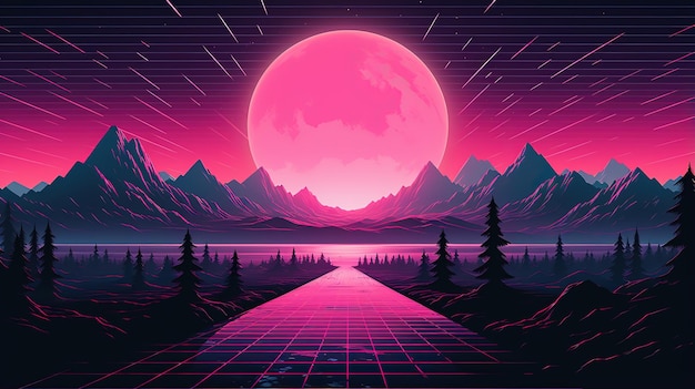 carta da parati estetica synthwave