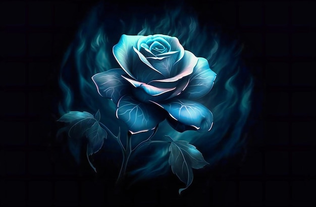 Carta da parati Flora con una rosa blu scuro al buio
