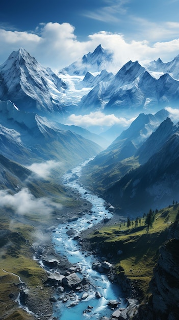 Carta da parati fotografica delle cime nebbiose delle Alpi Giulie