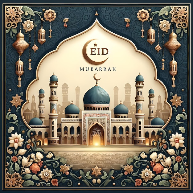 Carta da parati islamica di Eid Mubarak