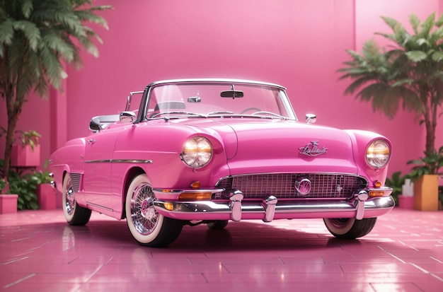 Carta da parati rosa per auto classiche