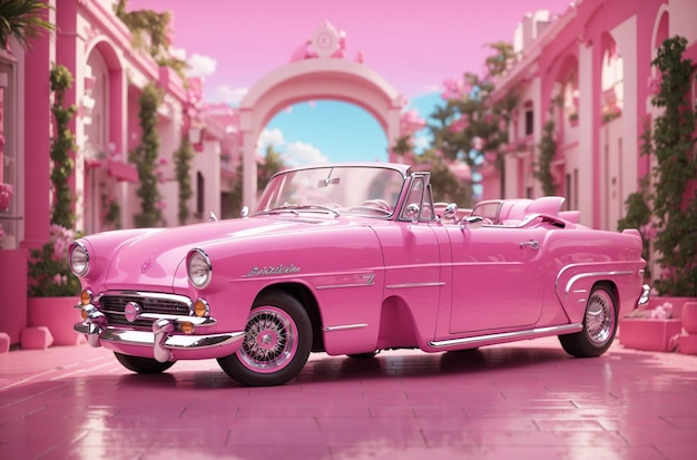 Carta da parati rosa per auto classiche