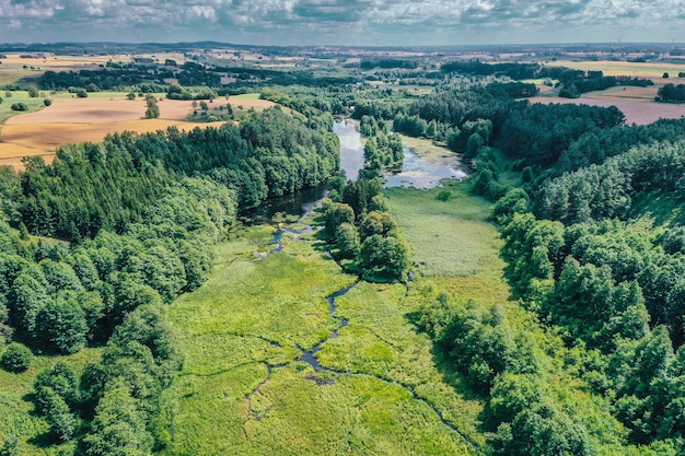 Carta da parati Suwalski Landscape Park Regione di Suwalski Bellissimo paesaggio forestale della valle del fiume