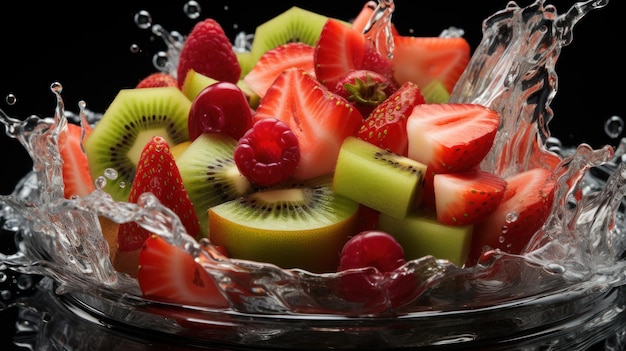 Carta da parati UHD di esplosione energetica fragola e kiwi