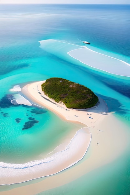 Carta da parati vista drone spiaggia caraibica o sfondo ai illustrazione generata