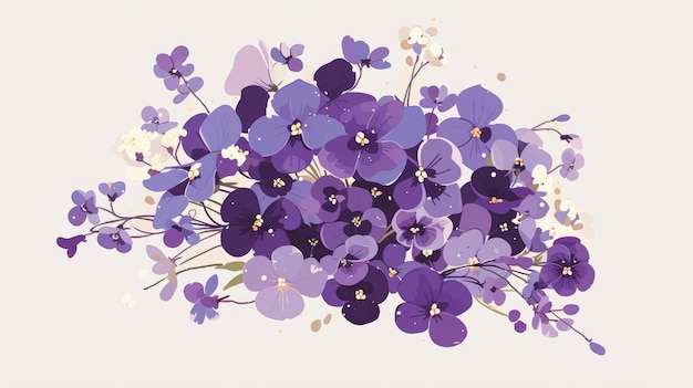 Carta di affermazione con bouquet viola Illustrazione AI generativa