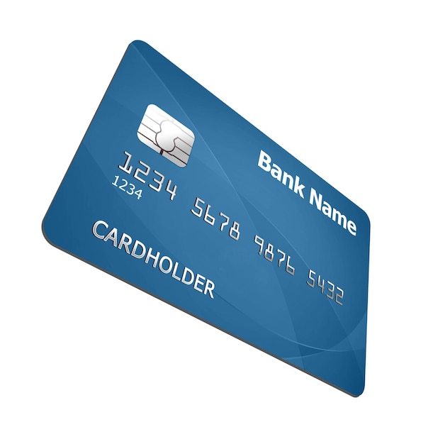 Carta di credito blu isolata