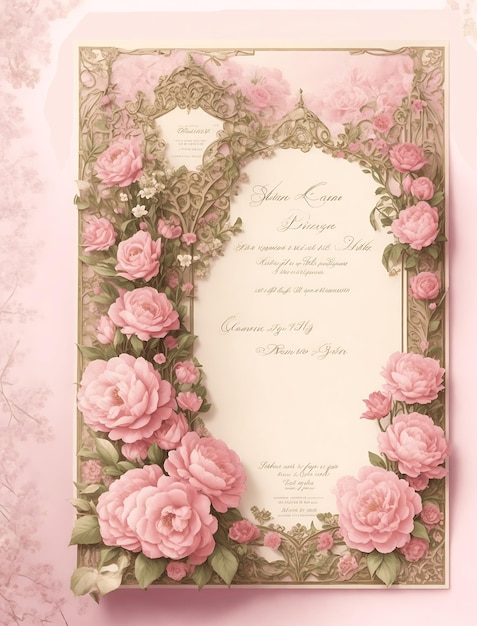 Carta di invito giardino fiorito rosa
