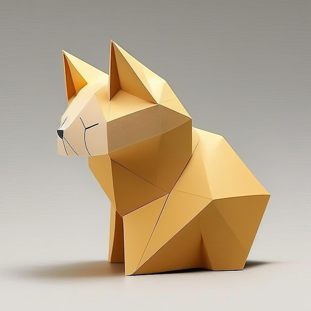 Carta di origami del gatto dell'illustrazione generata ai su priorità bassa bianca