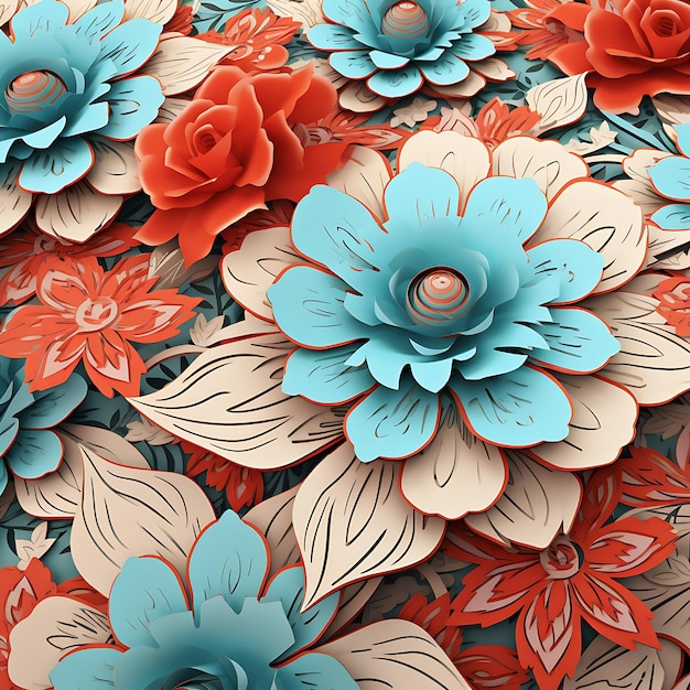 Carta digitale di sfondo fiore Boho 3D