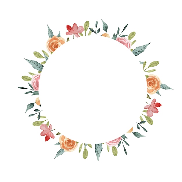 Carta floreale. Circleframe illustrazione floreale di primavera. Vacanze di primavera. Collezione di rose rosa giardino estivo