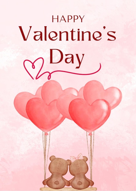 Carta illustrativa di Happy Pink Valentine39s Day 9