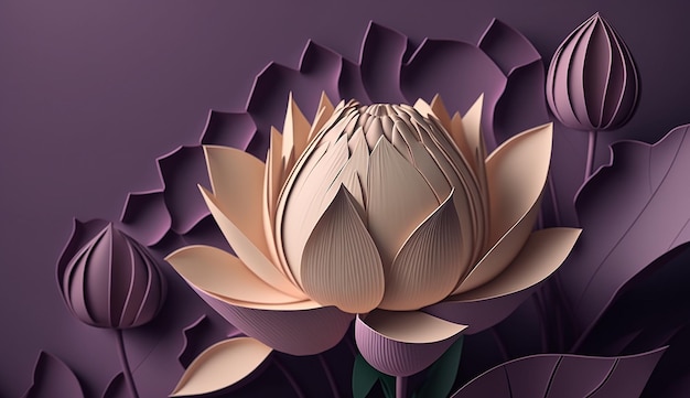 Carta illustrazione fiore di loto immagine Ai generato art