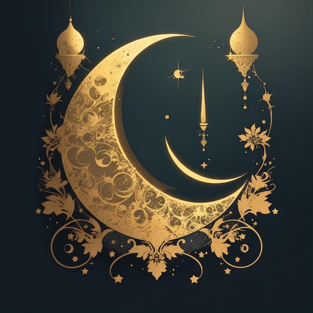 Carta muharram felice della luna decorativa di vettore