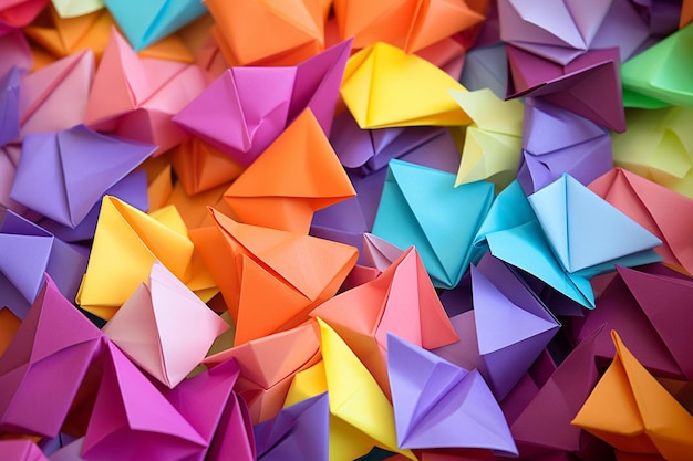 Carta origami colorata su uno sfondo bianco