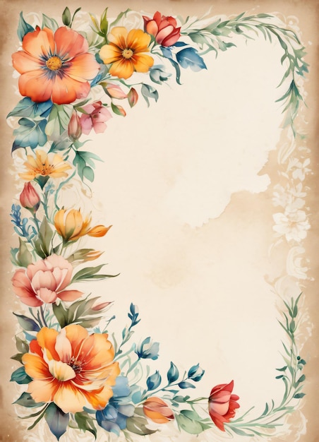 Carta vintage con sfondo di fiori per il testo