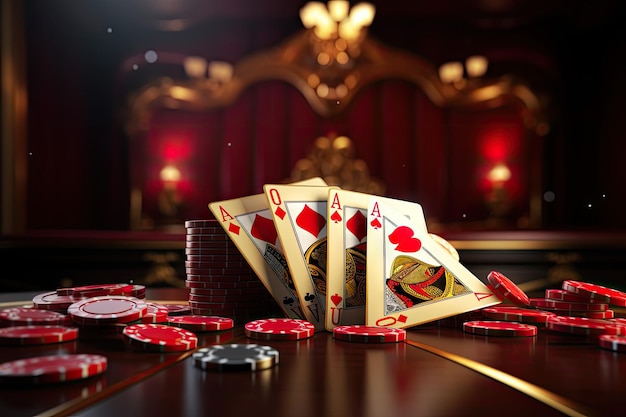 Carte da casinò poker blackjack baccarat oro rendering 3D