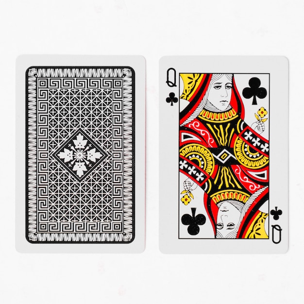 Carte da gioco Queen card e back background mockup bianco