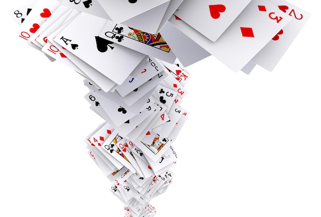 Carte da poker rendering 3d che cadono