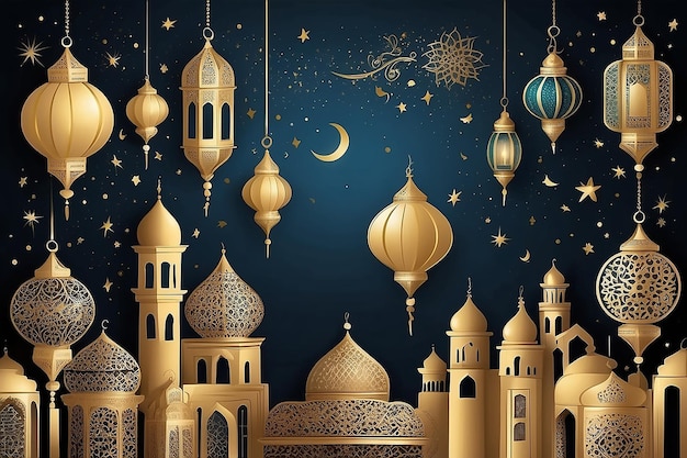 Carte di auguri Ramadhan Kareem Sfondamento dello stile artistico islamico