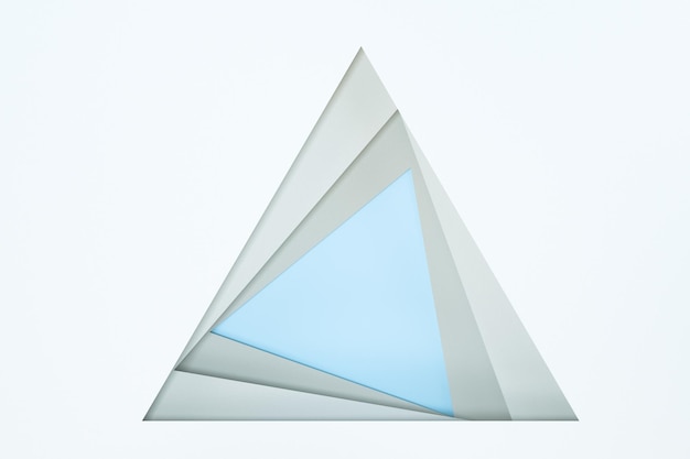 Carte di carta vuote e vorticose con rendering 3d a forma di triangolo