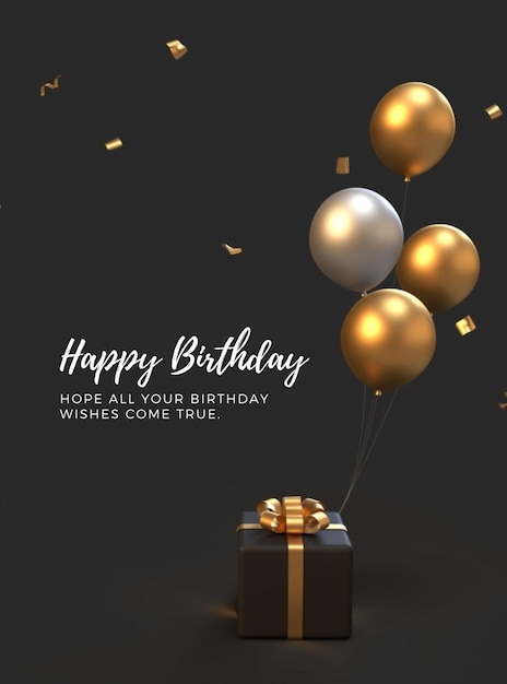 Carte di compleanno con scatola regalo di torta palloncini champagne lettere scritte a mano festa di compleanno