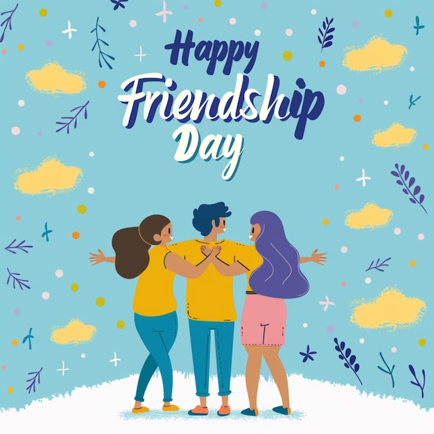 Carte poster di Happy Friendship Day social media post design vettoriale stile di illustrazione