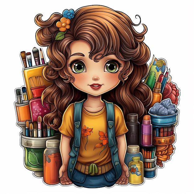 Cartella adesiva di Cartoon Cute Girl