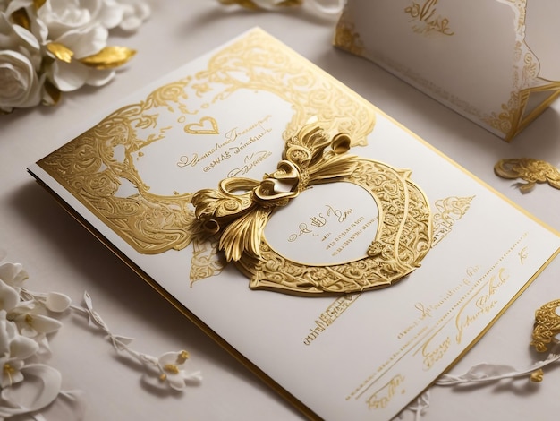 Cartella di auguri d'oro e bianca d'epoca modello di ornamento di lusso ottimo per inviti volantini menu brochure cartolina sfondo carta da parati decorazione imballaggio o qualsiasi idea desiderata