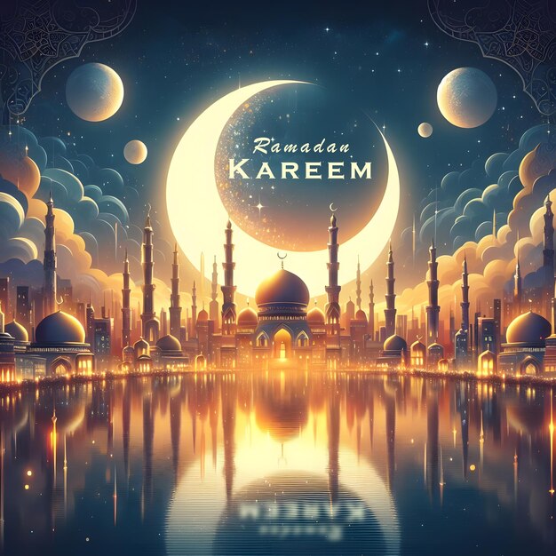 Cartella di auguri di Ramadan Kareems Ai generato sfondo di Ramadan Generativa AI
