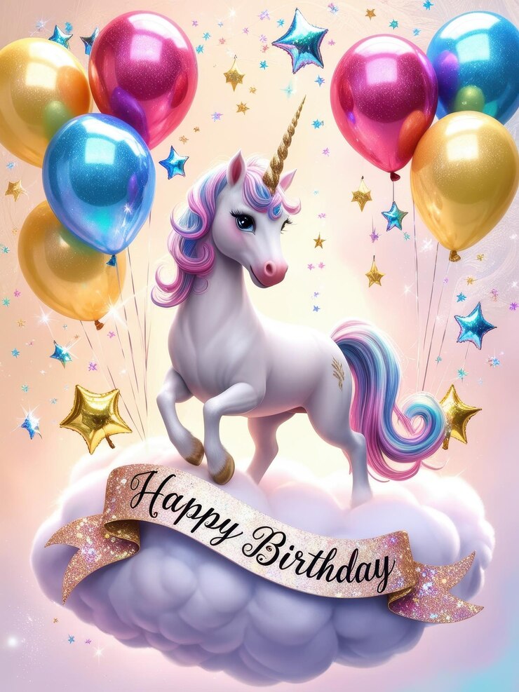 Foto cartella di compleanno dell'unicorno