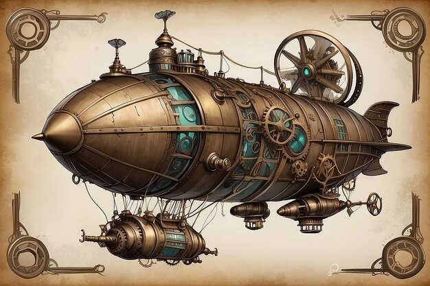 Cartella di compleanno Steampunk Airship