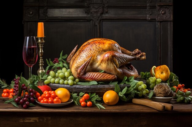 Cartella di Natale con tacchino e verdure