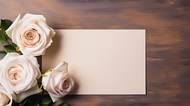 Cartella vuota spazio vuoto per il testo modello di matrimonio cornice di fiori vista superiore piatta
