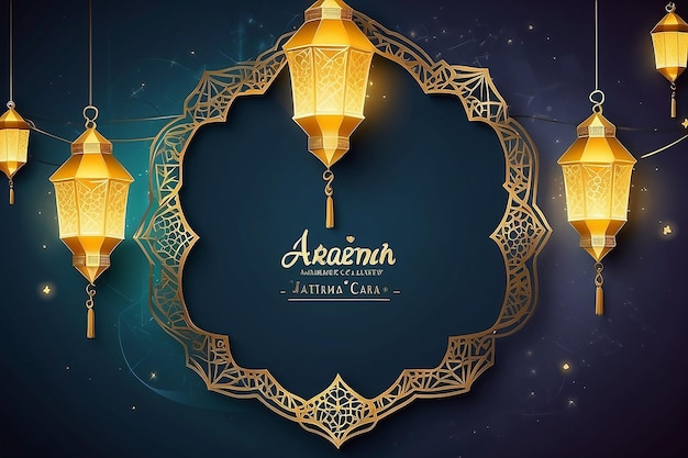 Cartellino di auguri di Kareem per il Ramadan Lanterne luminose