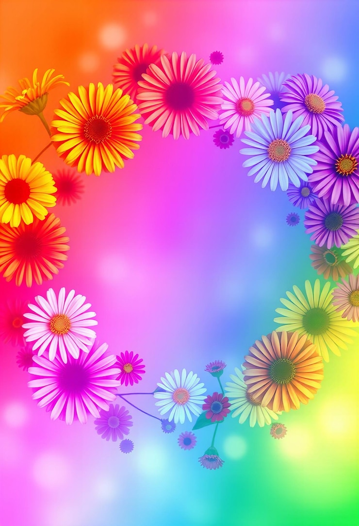 Foto cartellino di auguri floreale festivo con margherite, marigolde e zinnias