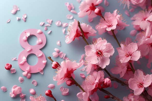 Cartellino di auguri floreale per l'8 marzo