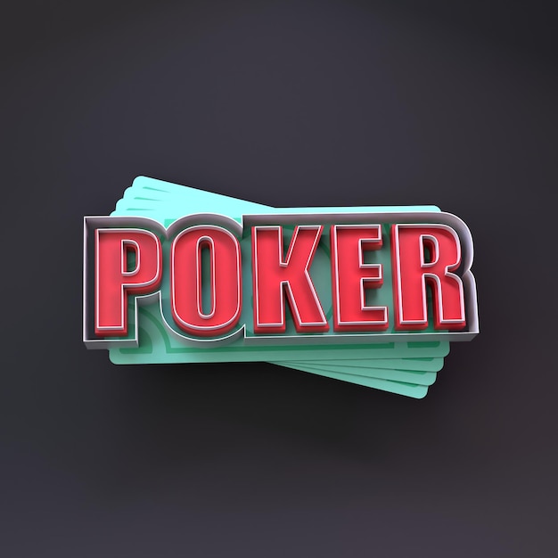 Cartello poker e rendering di denaro in 3D