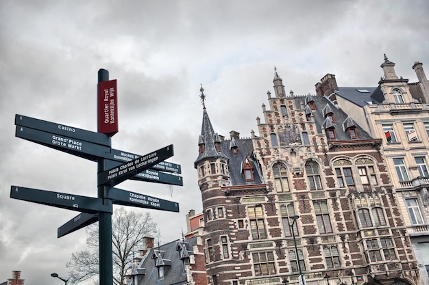 Cartello turistico nel centro di Bruxelles Belgio