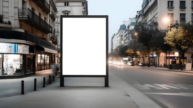 cartellone bianco in strada