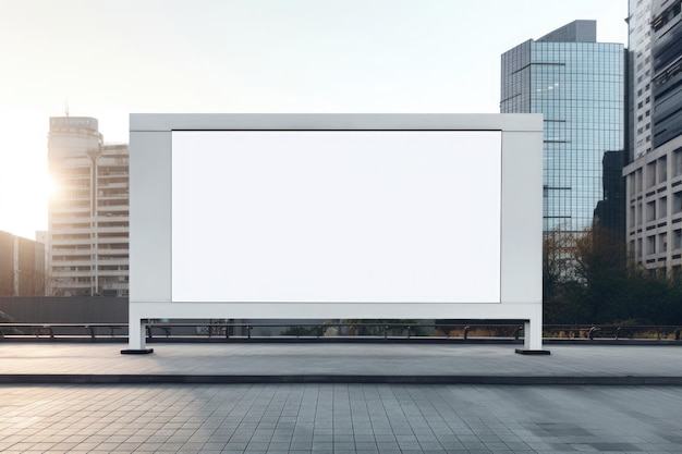 Cartellone pubblicitario bianco vuoto in strada della città Banner informativo per la promozione pubblicitaria nel centro della città con spazio di copia