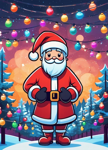 Cartolina d'auguri di illustrazione di Babbo Natale simpatico cartone animato