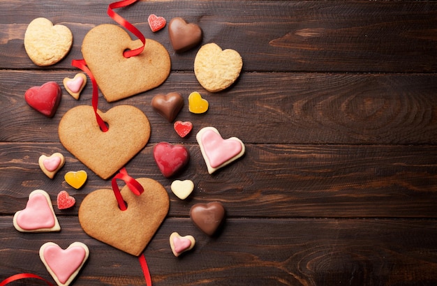 Cartolina d'auguri di San Valentino con i biscotti del cuore