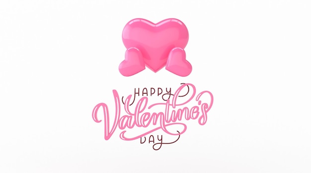 Cartolina di San Valentino 3d con elementi di cuore su sfondo bianco. Cartolina romantica