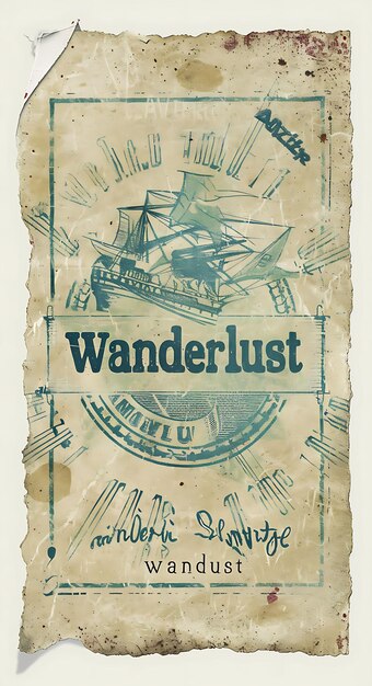 Cartolina di viaggio retrò ispirata con bordi distretti Illustrazione a bastone Cartolina vintage decorativa