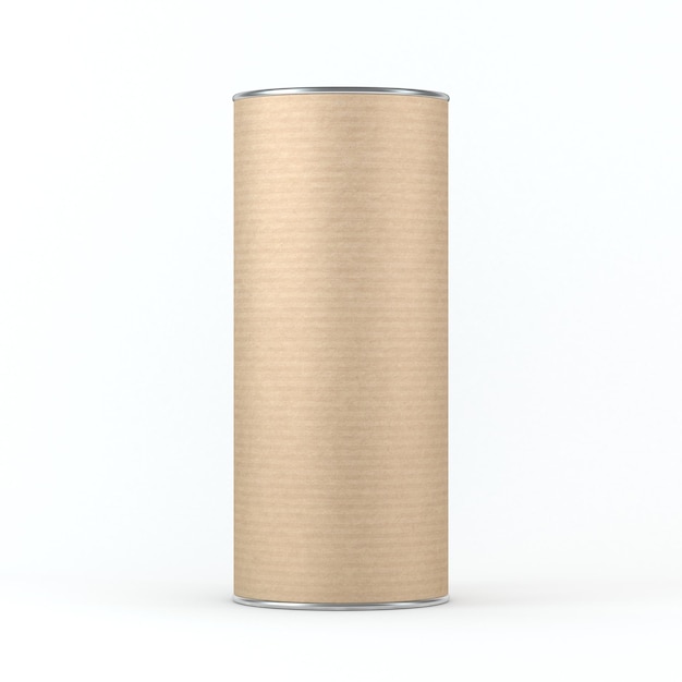 Cartone alto Kraft testurizzato Tincan Mockup per scatola regalo di prodotti secchi per tè e caffè Posiziona il tuo desi